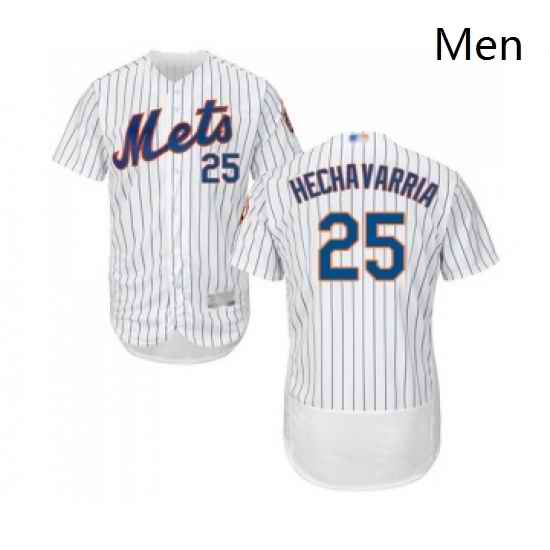 Mens New York Mets 25 Adeiny Hechavarria White Home Flex Base Authentic Collection Baseball Jersey